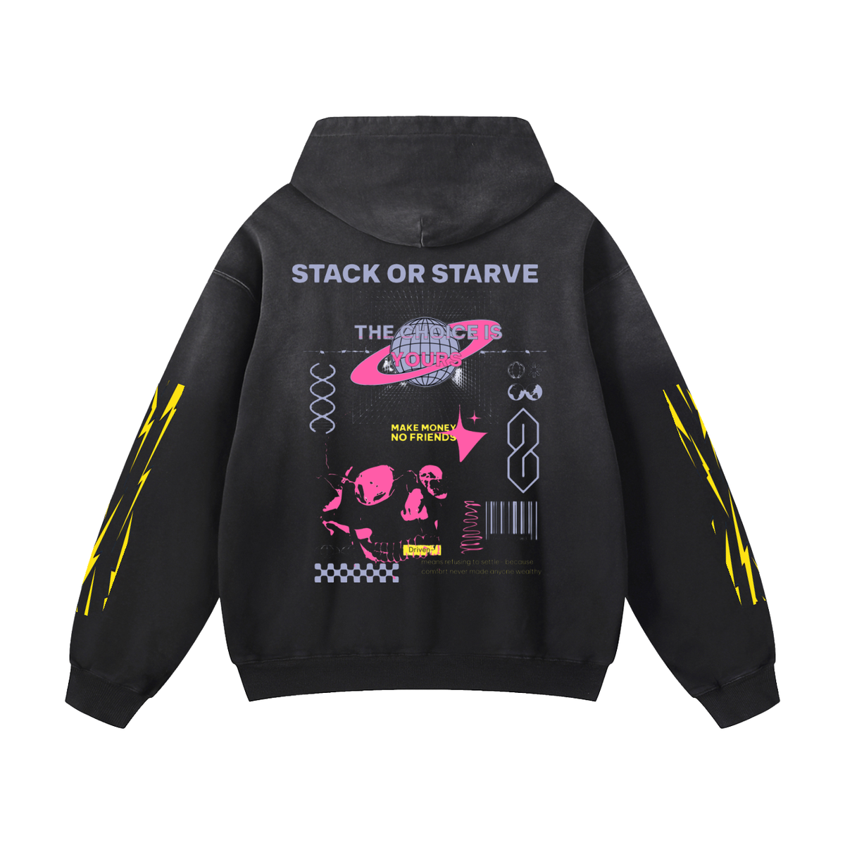 Stack Or Starve “Space Man” Heavyweight Sunfade Oversized Hoodie