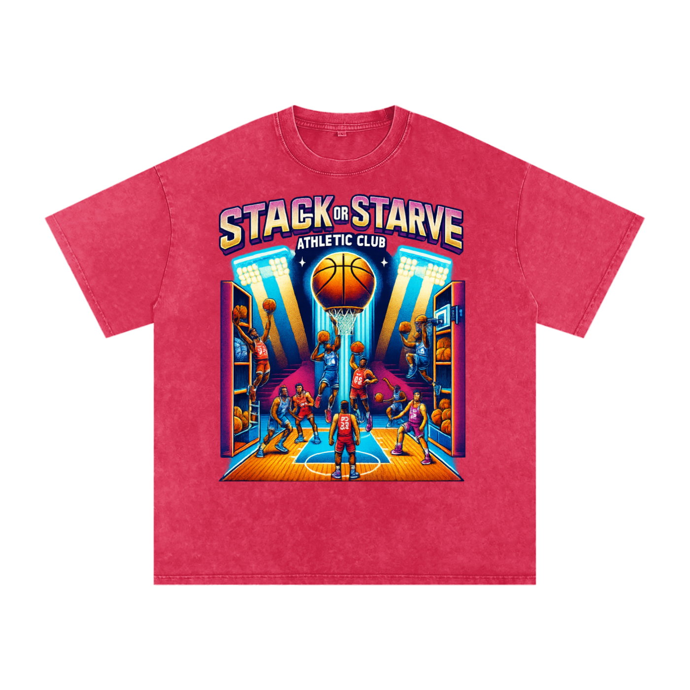 Stack Or Starve NBA retro Snow Washed Oversized Cotton T-Shirt