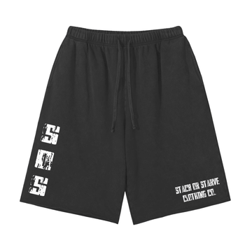 Stack Or Starve Snow Washed Raw Hem Shorts