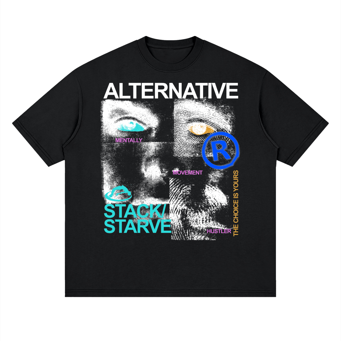 Stack Or Starve Instincts Streetwear Loose Drop Shoulder T-Shirt