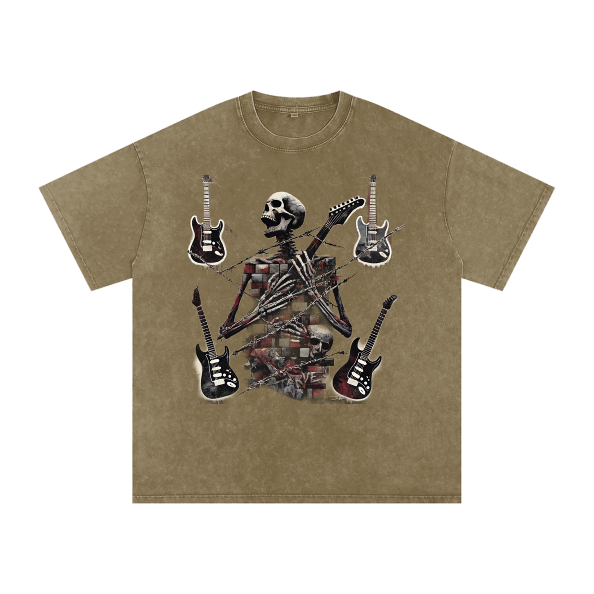 Stack Or Starve “Bones”Acid Wash Oversize T-Shirt - 250 GSM