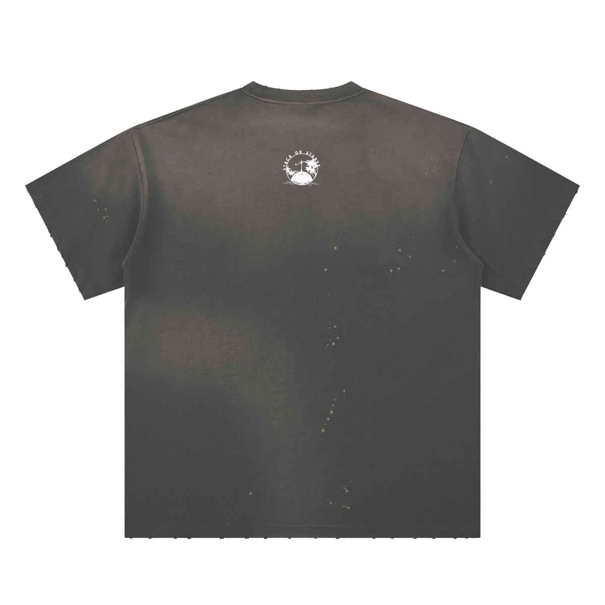 Stack Or Starve “Palm Tree” Hand-Frayed Sunfade Paint Splatter T-Shirt