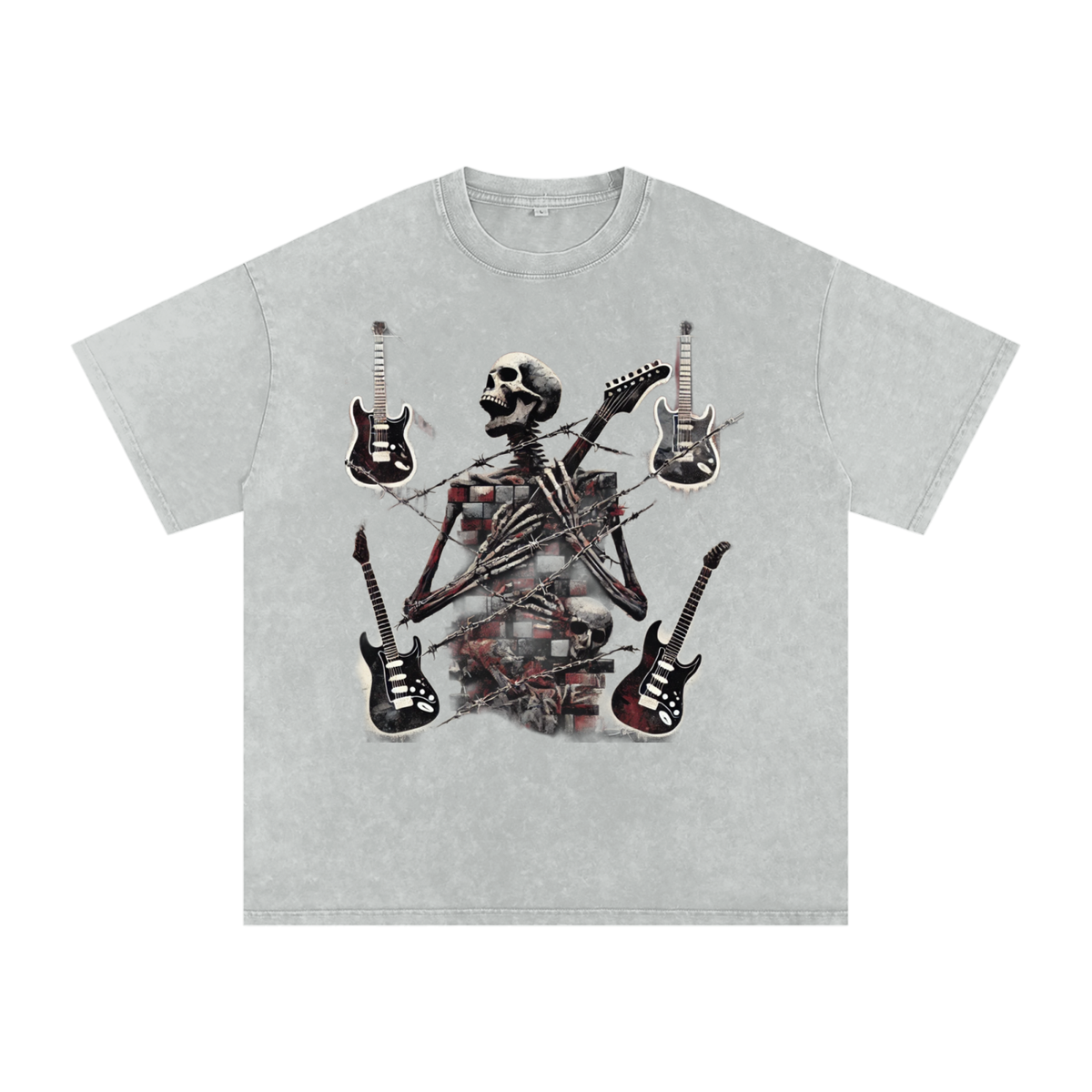 Stack Or Starve “Bones”Acid Wash Oversize T-Shirt - 250 GSM