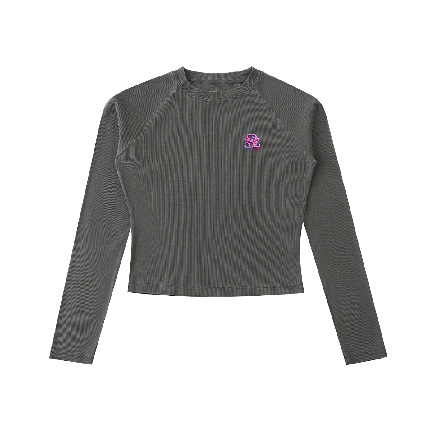Dyed Washed Raglan Long Sleeve Slim T-Shirt