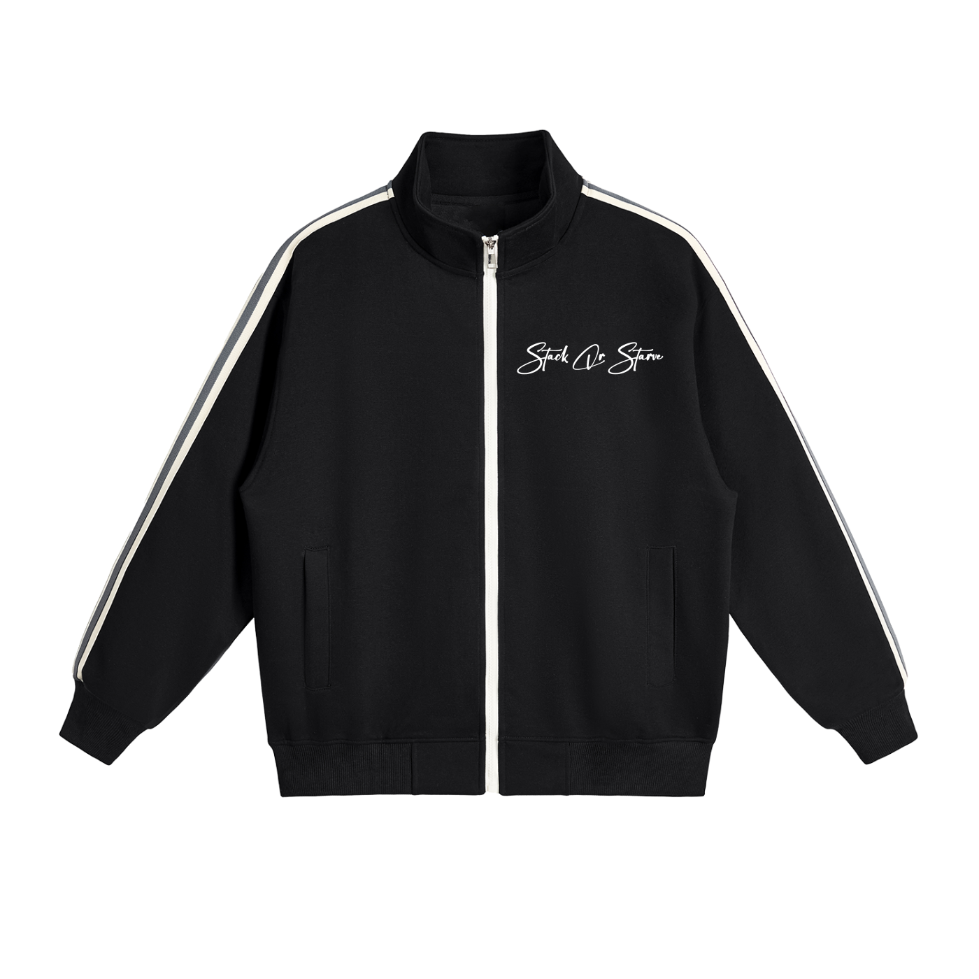 Contrast Side-Stripe Stand Collar  Jacket