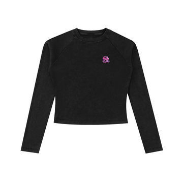 Dyed Washed Raglan Long Sleeve Slim T-Shirt