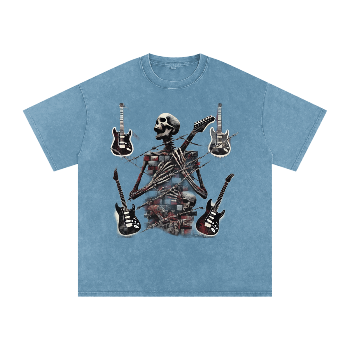 Stack Or Starve “Bones”Acid Wash Oversize T-Shirt - 250 GSM