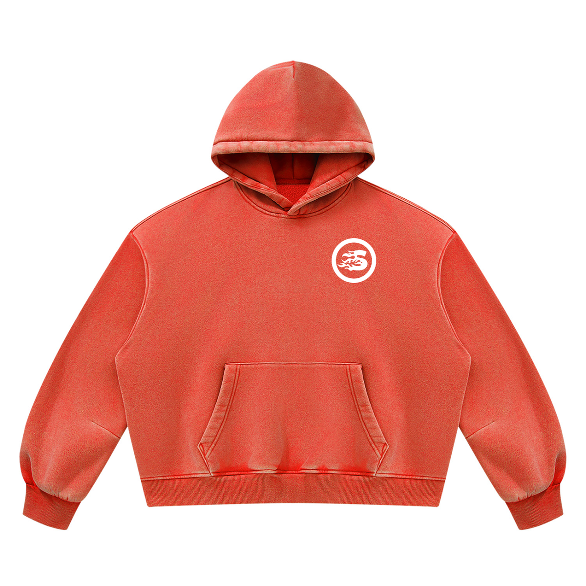 SS2 bubble gum Vintage Wash Boxy Fleece Hoodie