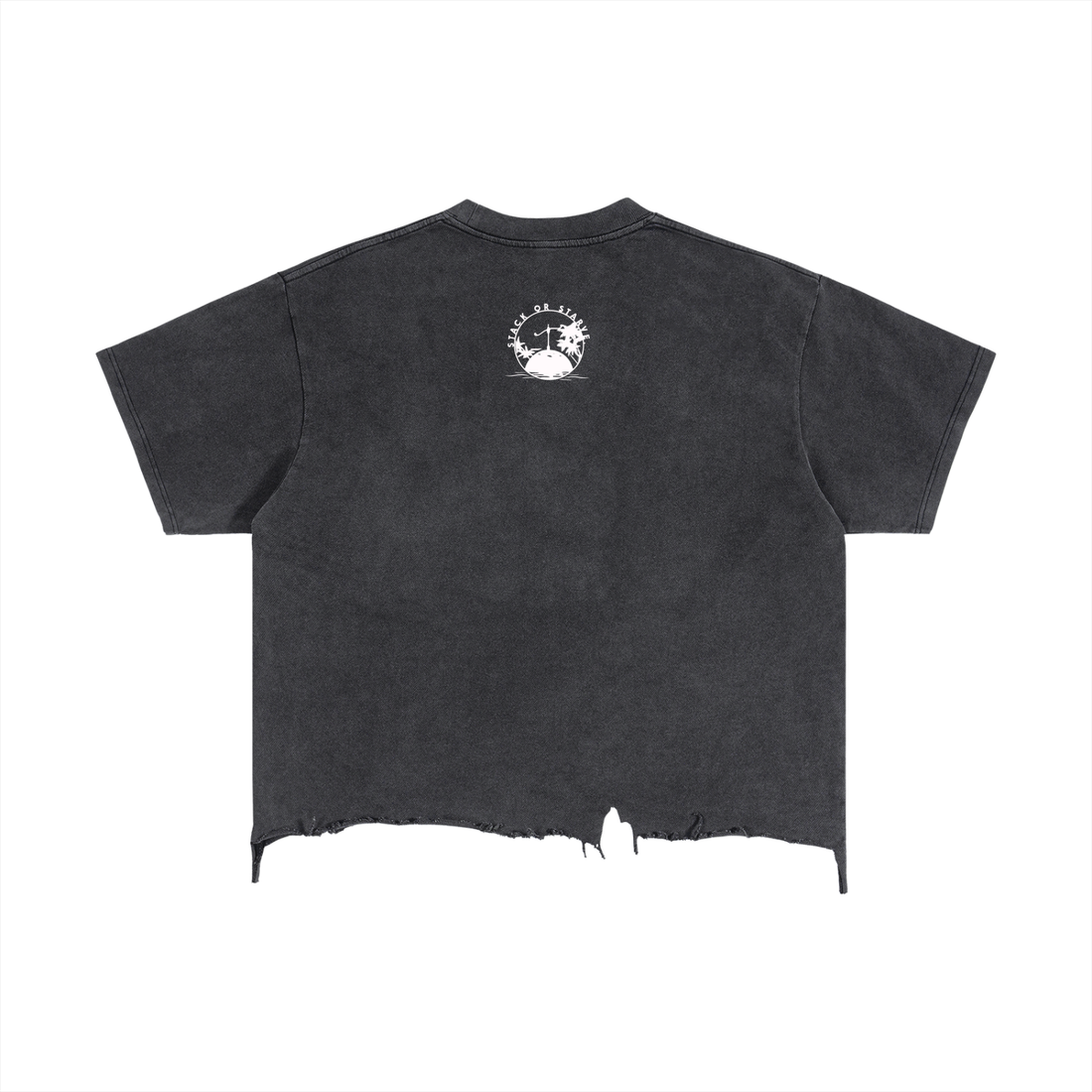Stack Or Starve Eagle Vintage Wash Boxy Distressed Hem T-Shirt