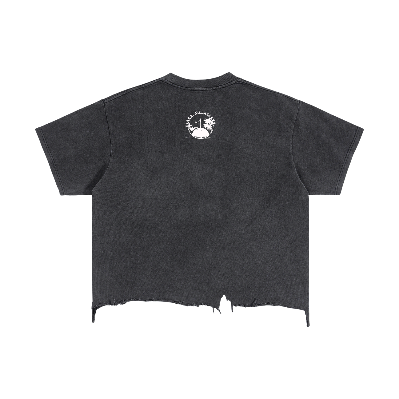 Stack Or Starve Eagle Vintage Wash Boxy Distressed Hem T-Shirt
