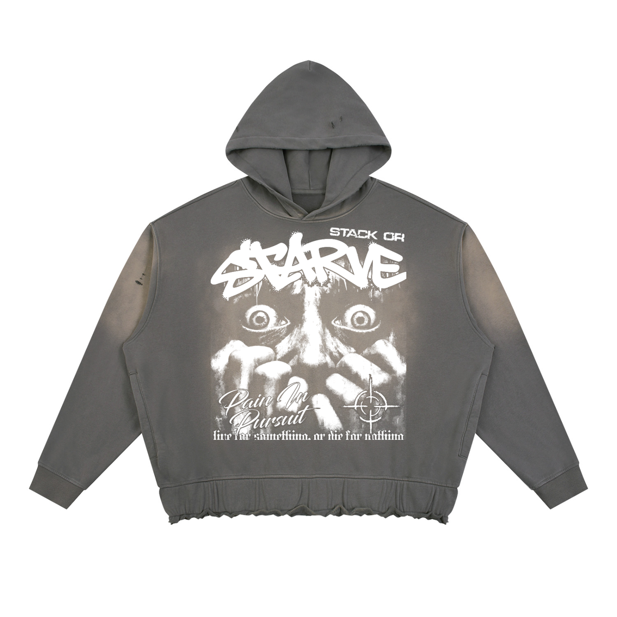 Pain In Pursuit Unisex Sunfade Ripped Boxy Hoodie