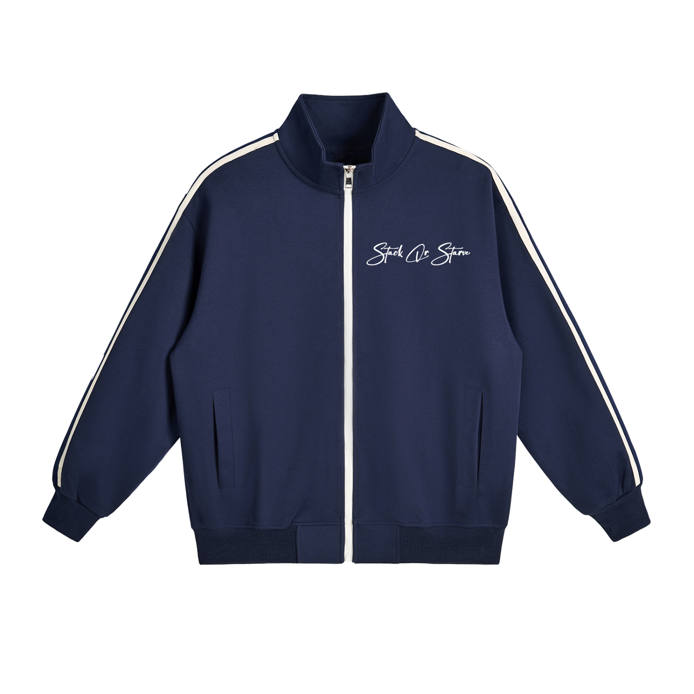 Contrast Side-Stripe Stand Collar  Jacket