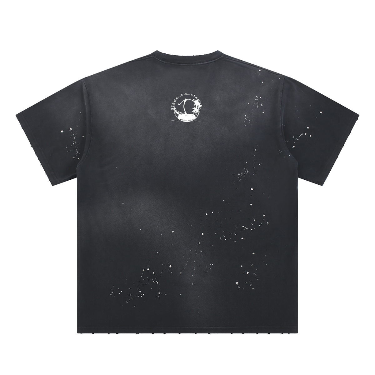 Stack Or Starve “Scarface” Hand-Frayed Sunfade Paint Splatter T-Shirt