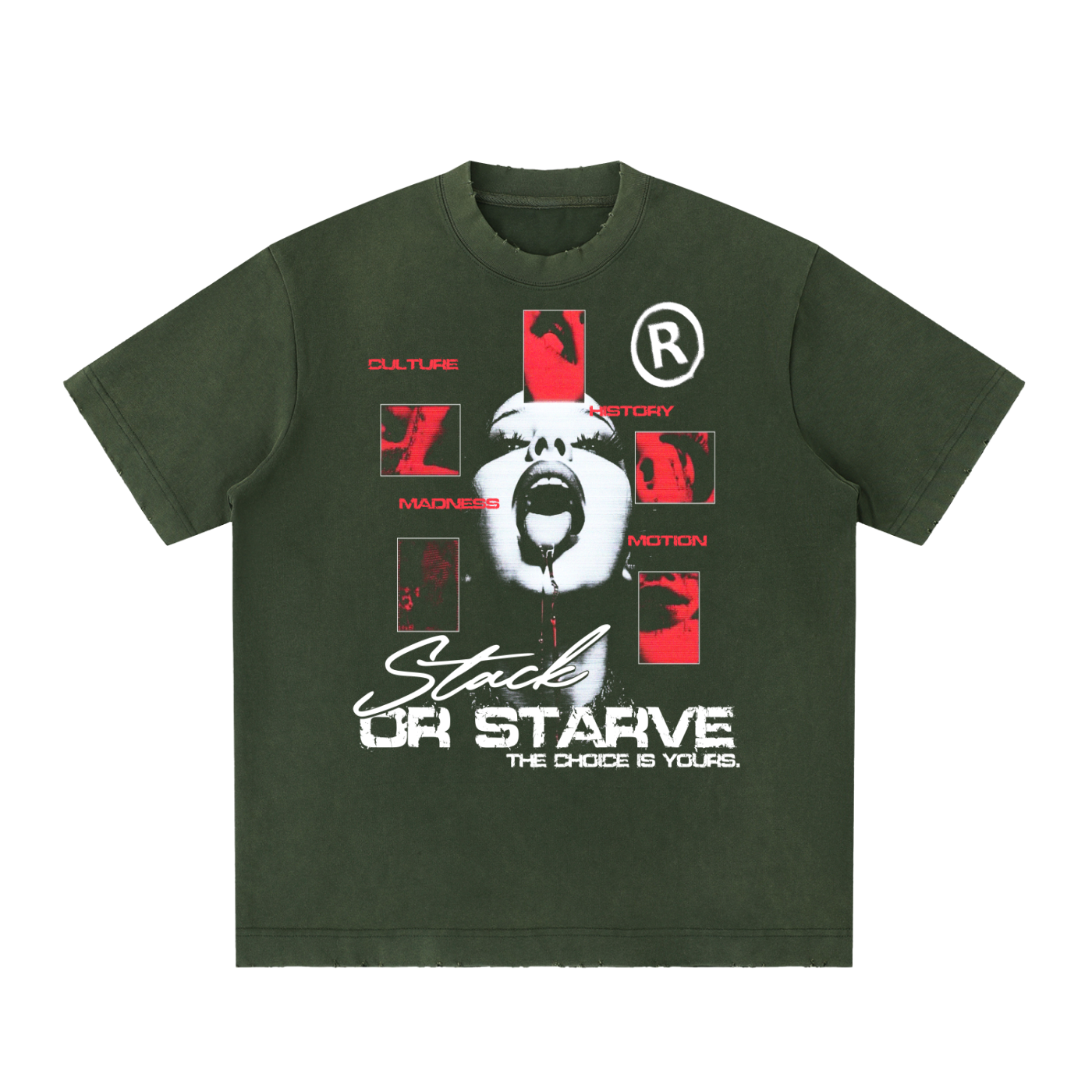 Stack or Starve Disorder Heavyweight Vintage Washed Frayed T-Shirt