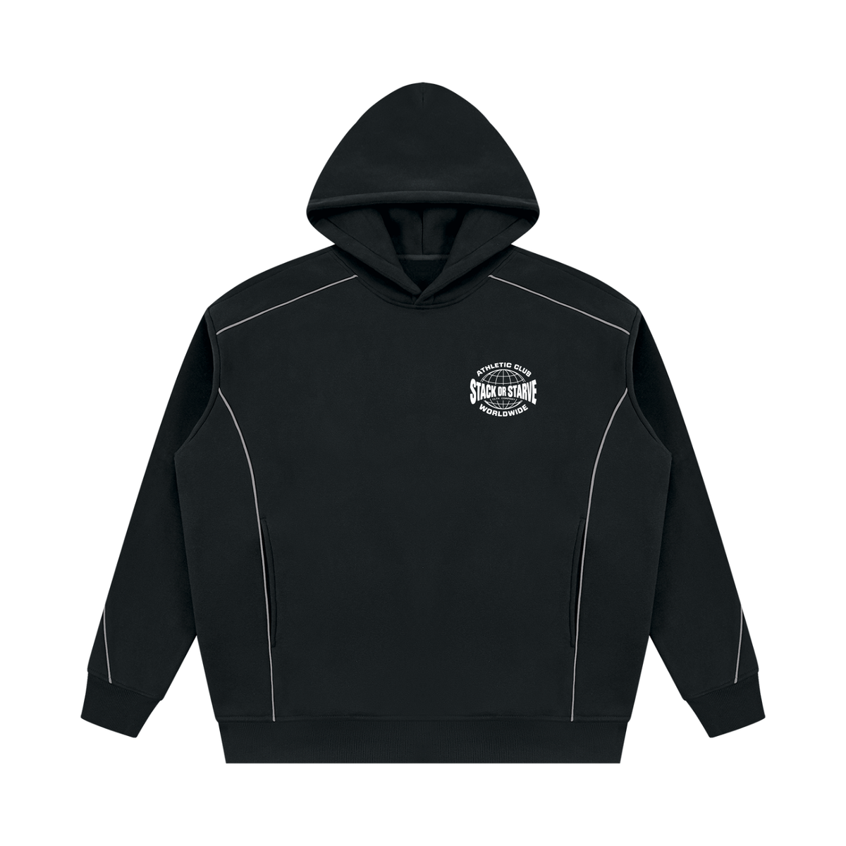 Stack Or Starve Athletic Division Unisex Oversized Piping Fleece Hoodie
