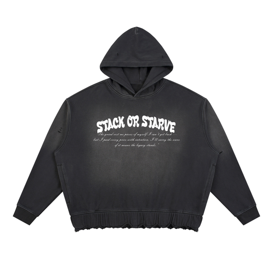 Scribe Unisex Sunfade Ripped Boxy Hoodie