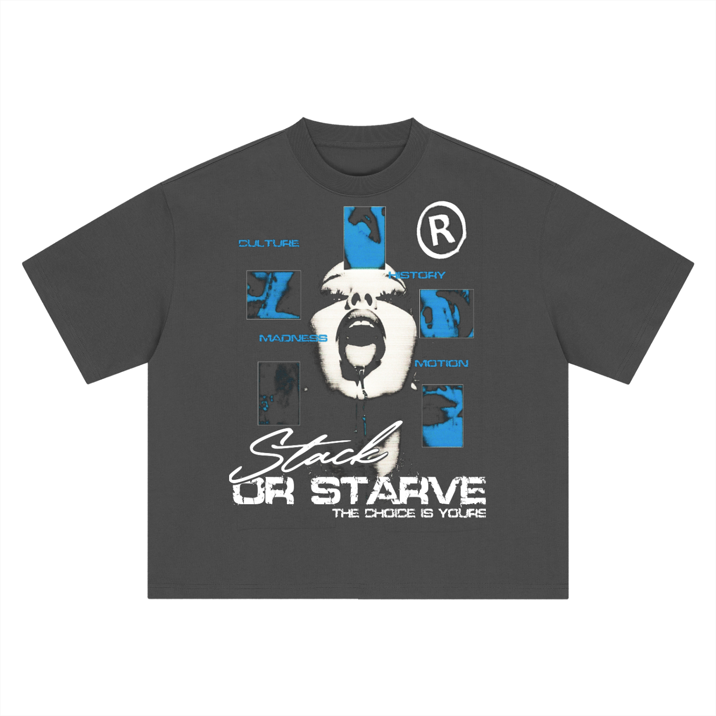 Stack or Starve “Culture. Madness. Motion.” Oversized Graphic Tee — Black