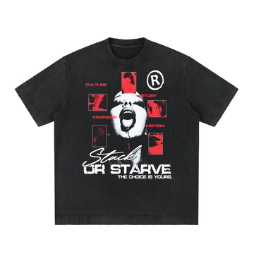 Stack or Starve Disorder Heavyweight Vintage Washed Frayed T-Shirt