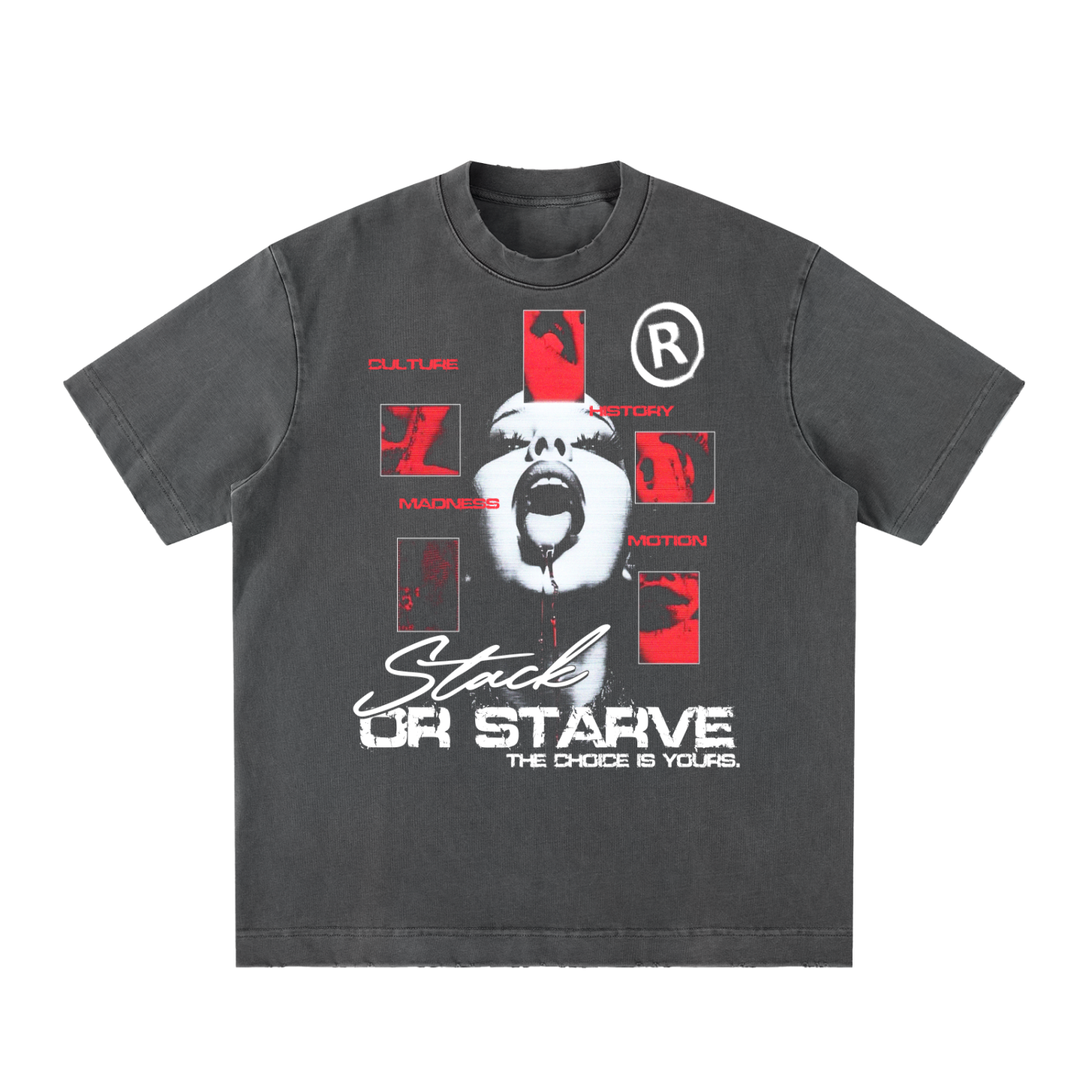 Stack or Starve Disorder Heavyweight Vintage Washed Frayed T-Shirt