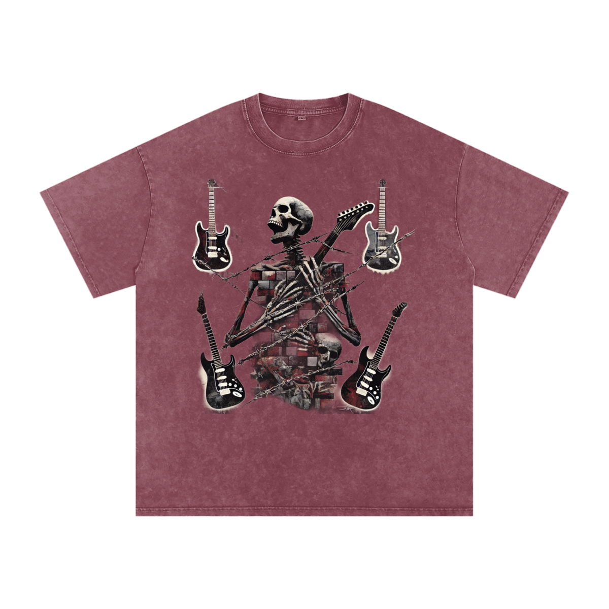 Stack Or Starve “Bones”Acid Wash Oversize T-Shirt - 250 GSM