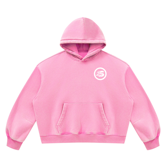SS2 bubble gum Vintage Wash Boxy Fleece Hoodie