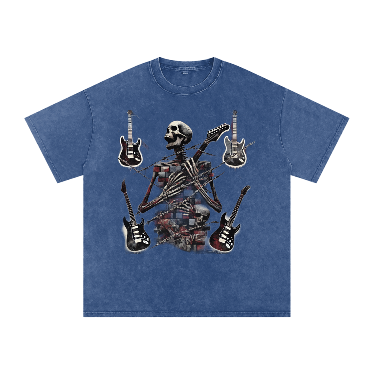 Stack Or Starve “Bones”Acid Wash Oversize T-Shirt - 250 GSM