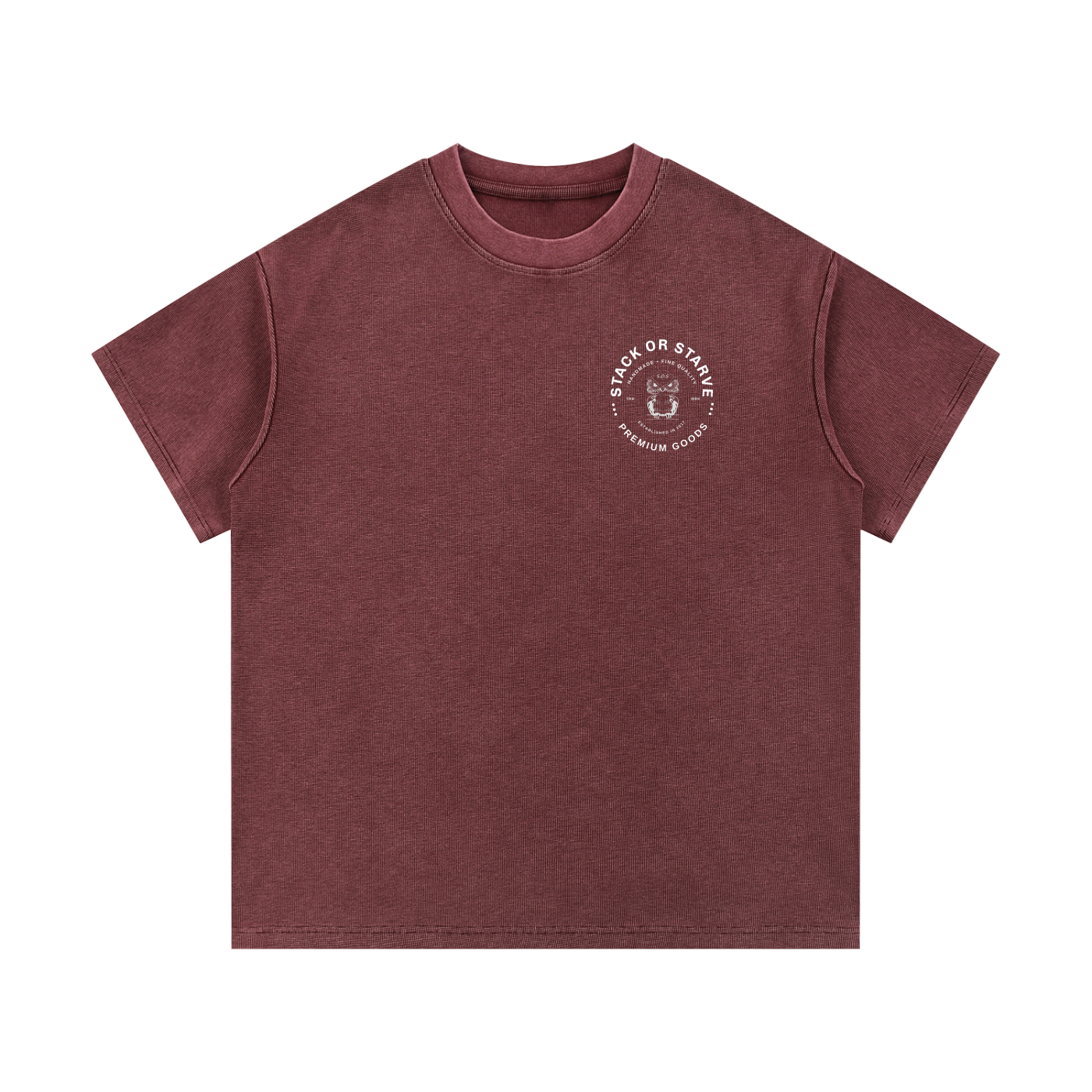 Stack Or  Starve Mineral Wash Waffle Knit T-Shirt