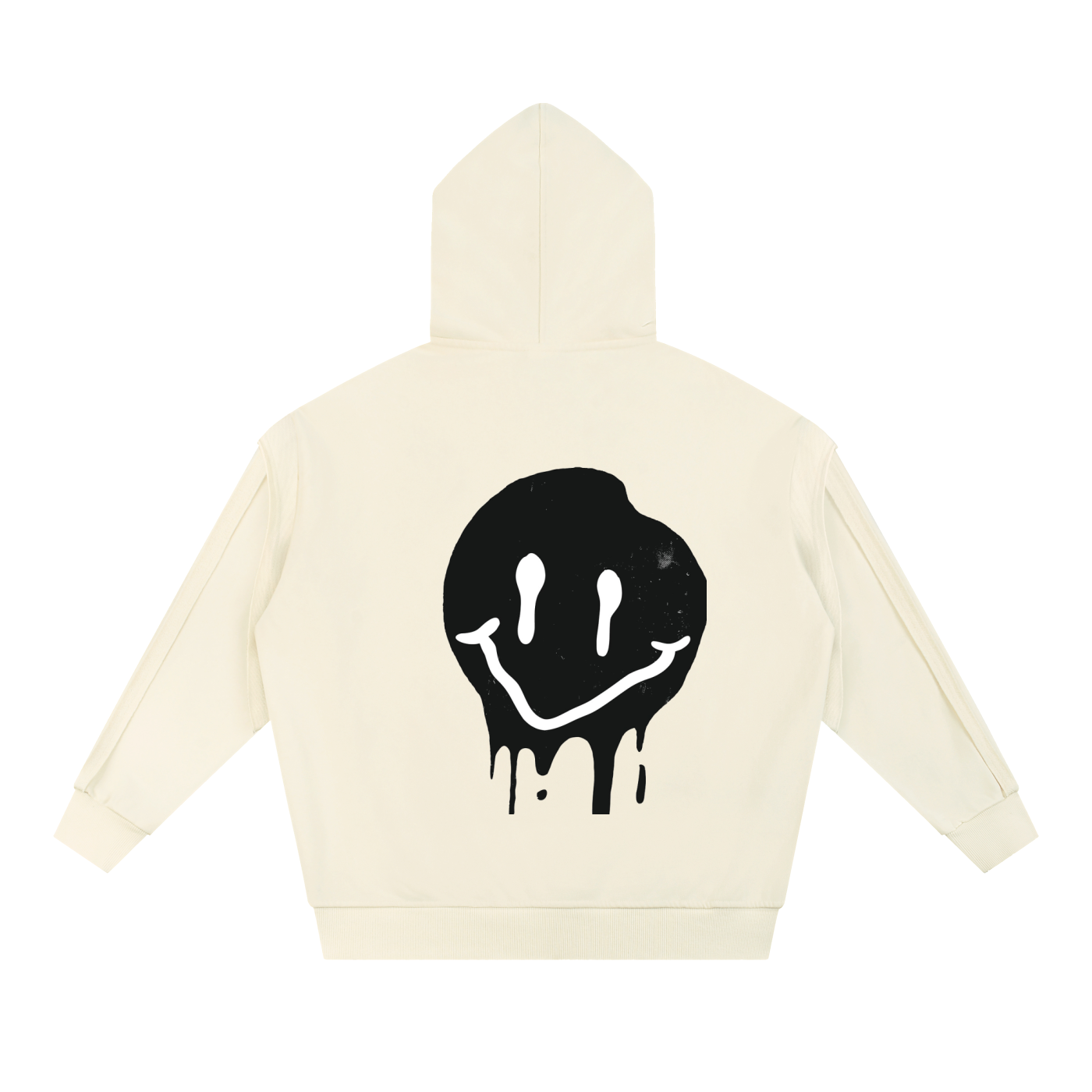 Contrast Tape Raw Edge Double Layered Zip Hoodie