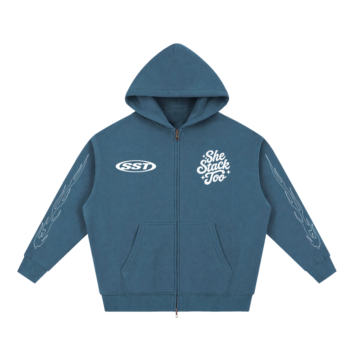 She Stack Too “HER HUSTLE” Essential Oversized Fleece Boxy Hoodie