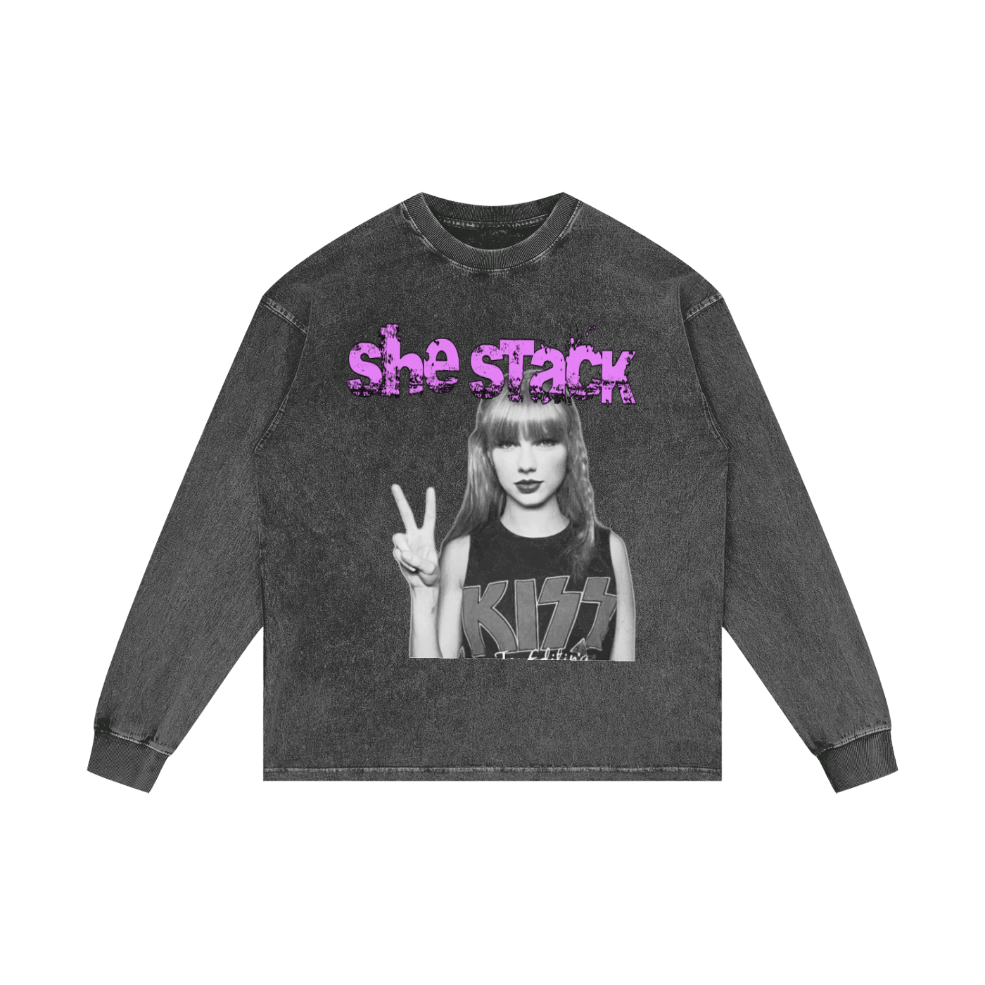 Acid Wash Oversize Long Sleeve T-Shirt