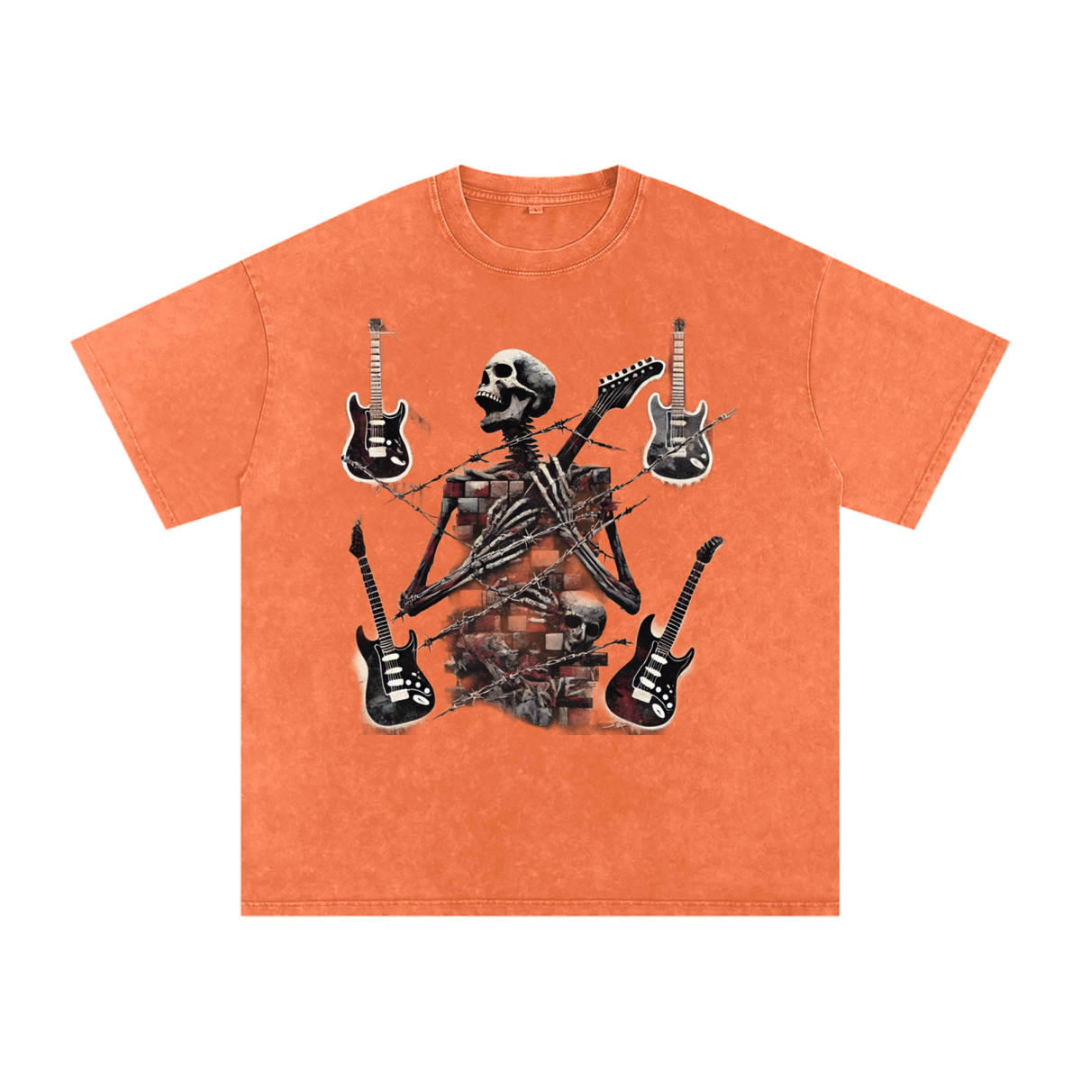 Stack Or Starve “Bones”Acid Wash Oversize T-Shirt - 250 GSM