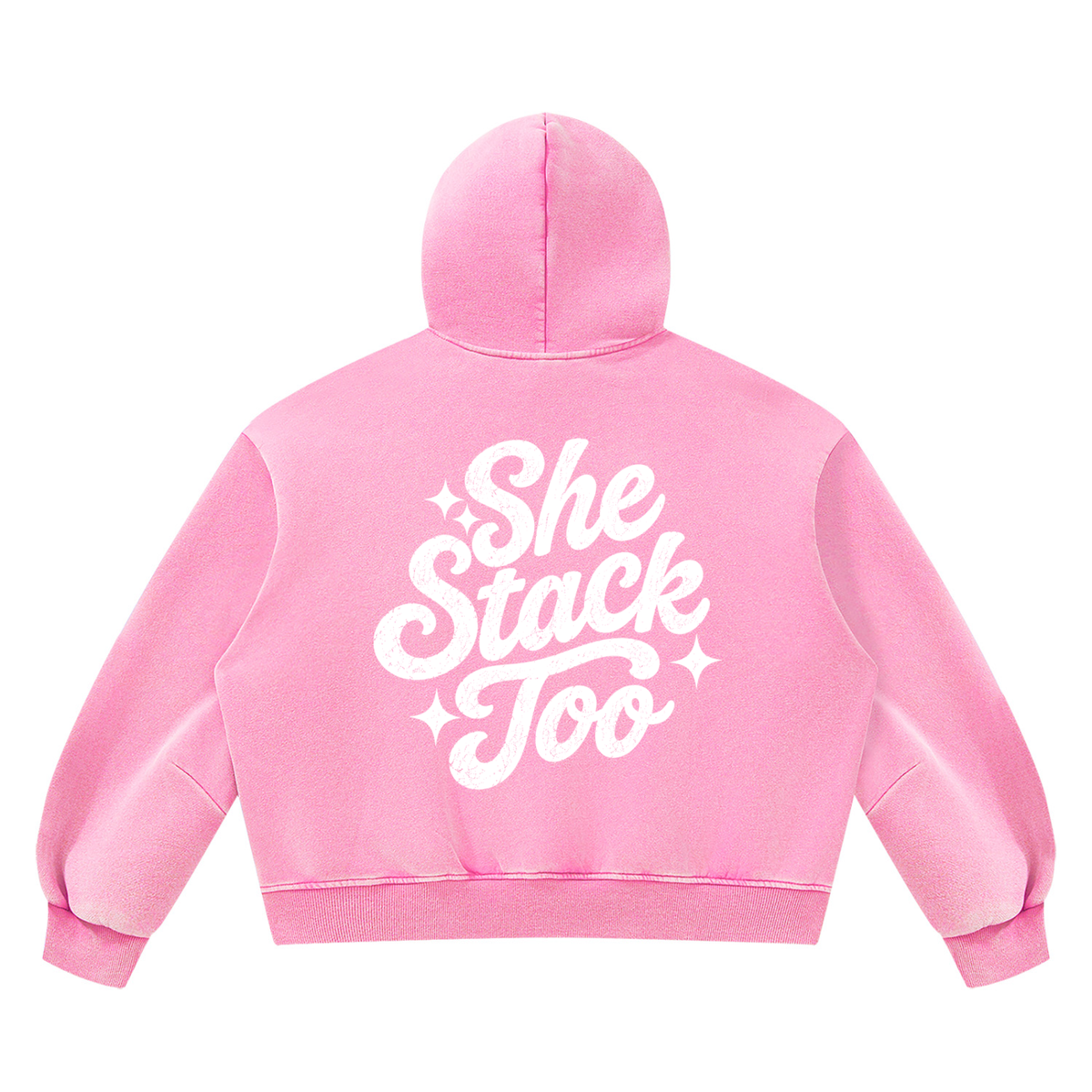 SS2 bubble gum Vintage Wash Boxy Fleece Hoodie