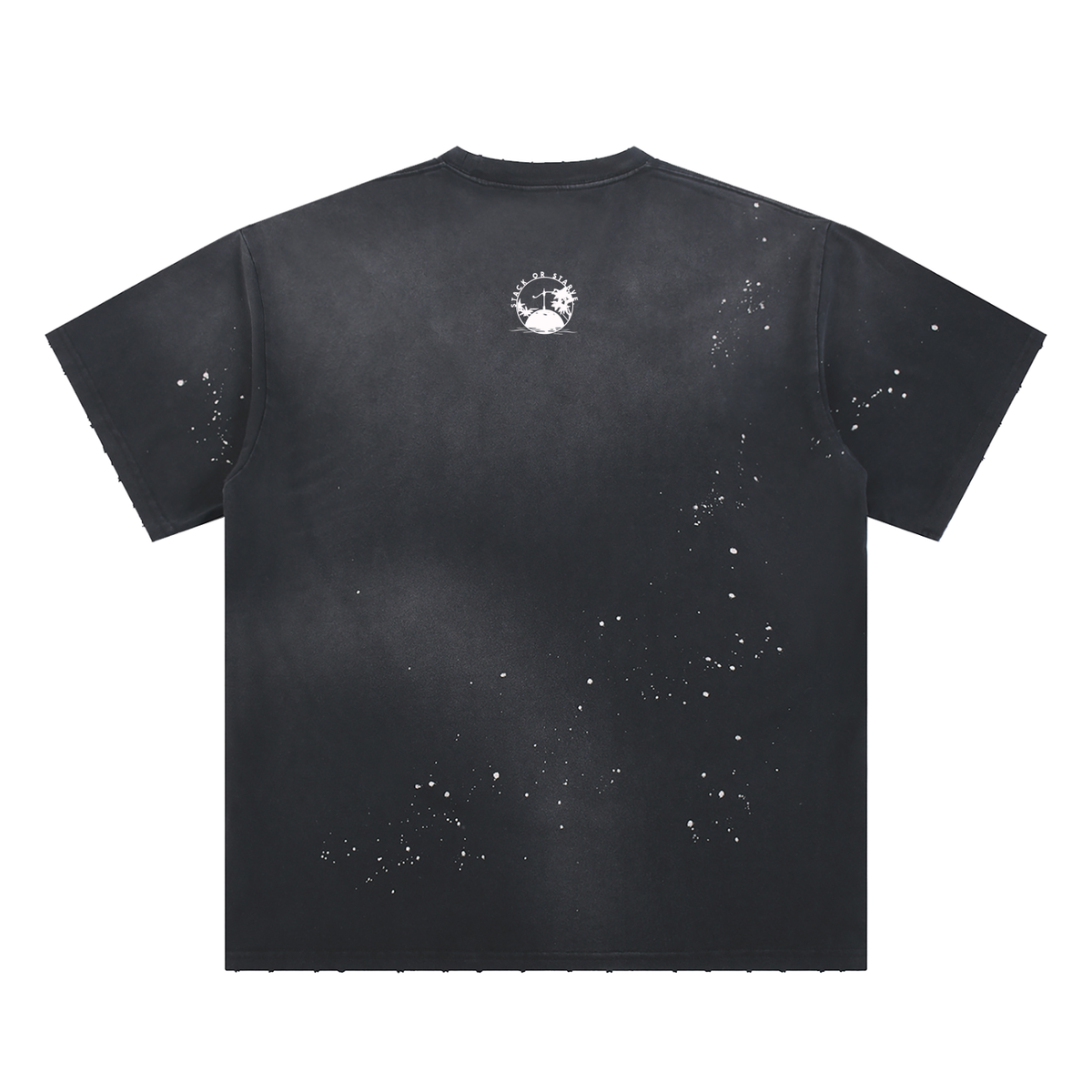 Stack Or Starve “Palm Tree” Hand-Frayed Sunfade Paint Splatter T-Shirt