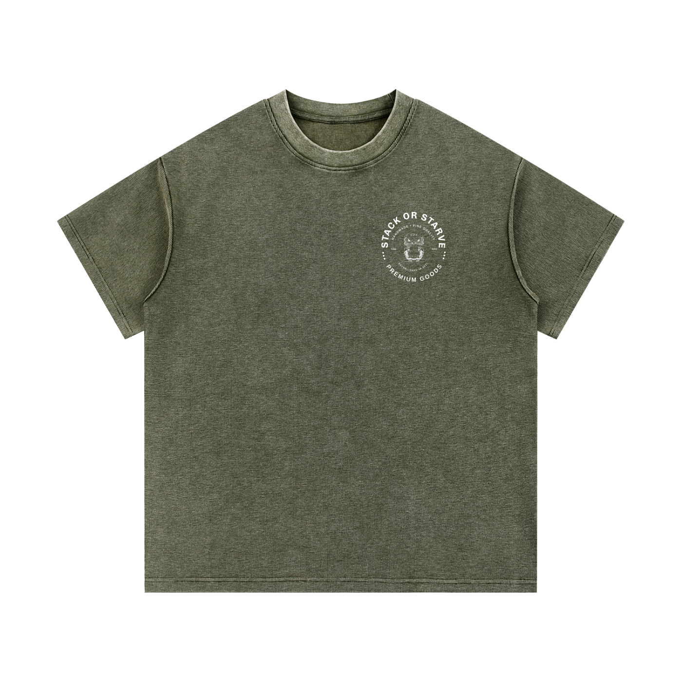 Stack Or  Starve Mineral Wash Waffle Knit T-Shirt