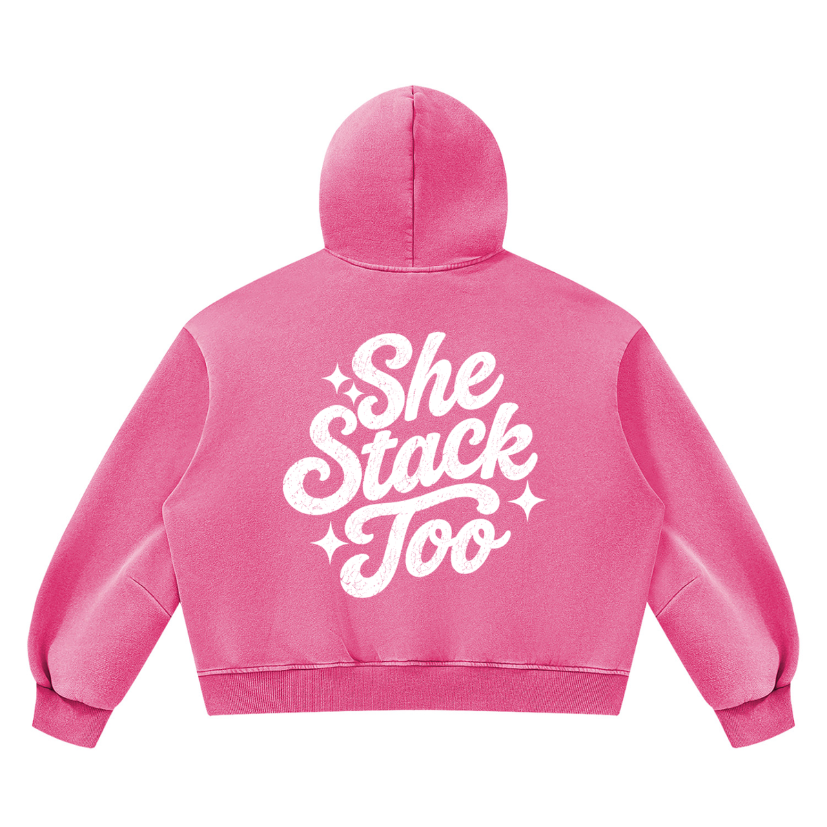 SS2 bubble gum Vintage Wash Boxy Fleece Hoodie