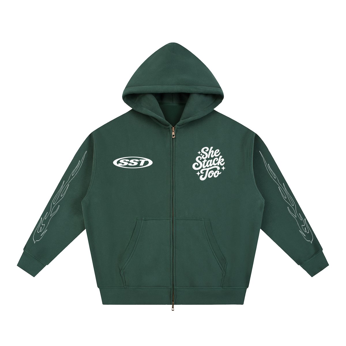 She Stack Too “HER HUSTLE” Essential Oversized Fleece Boxy Hoodie