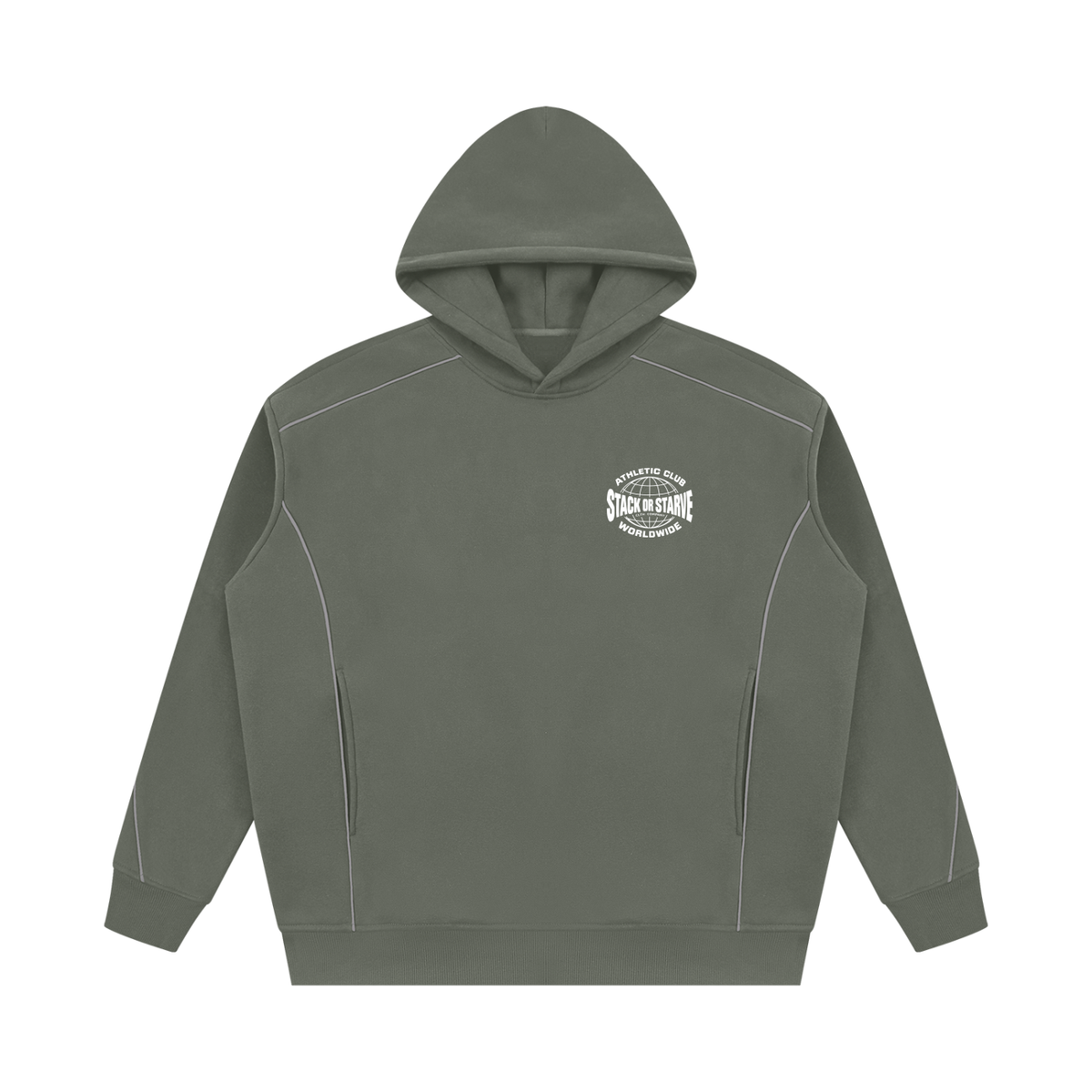 Stack Or Starve Athletic Division Unisex Oversized Piping Fleece Hoodie