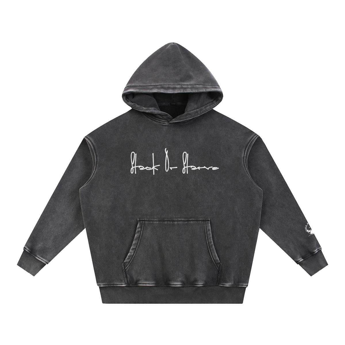 Stack Or Starve “cursive” Snow Wash Fleece Oversize Hoodie