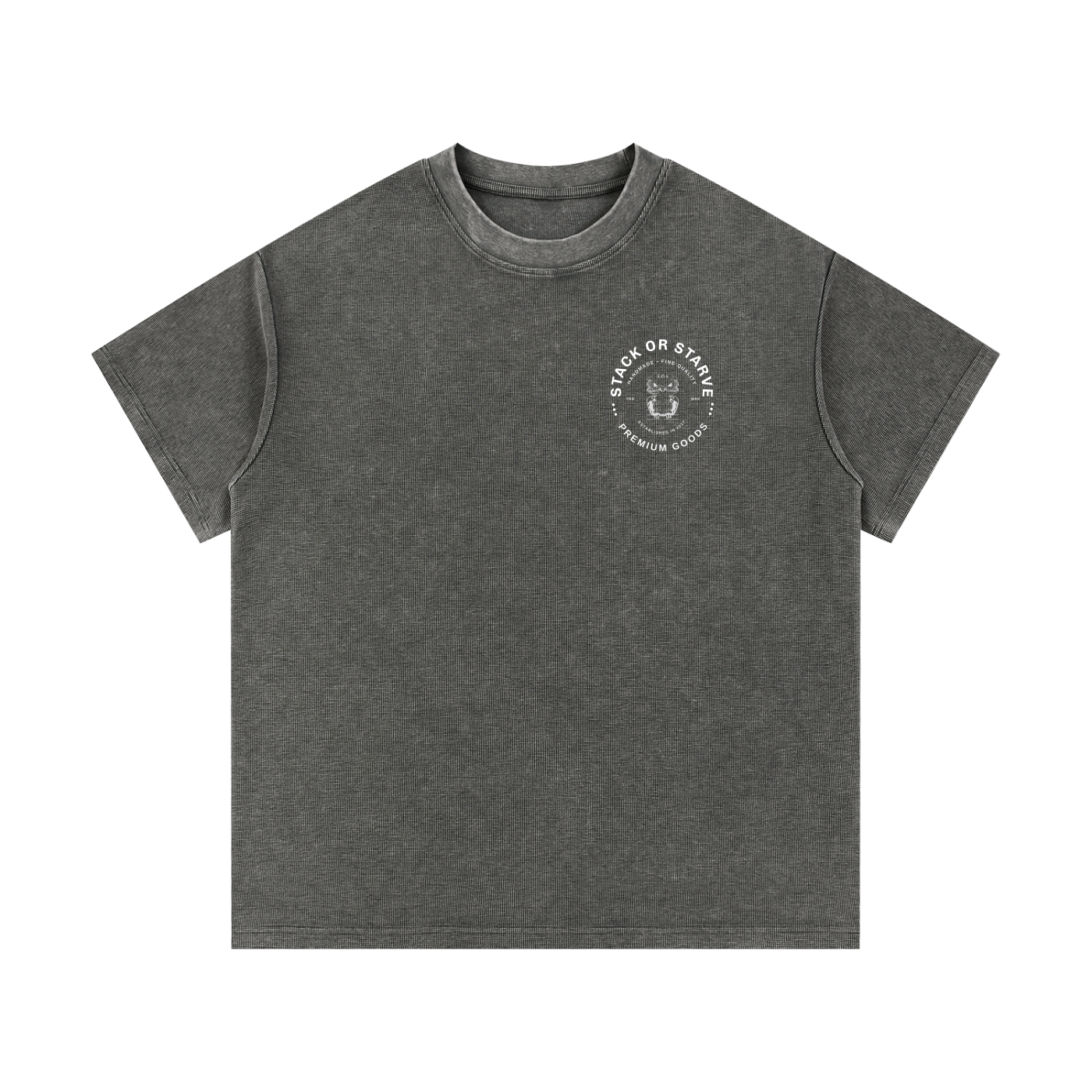 Stack Or  Starve Mineral Wash Waffle Knit T-Shirt