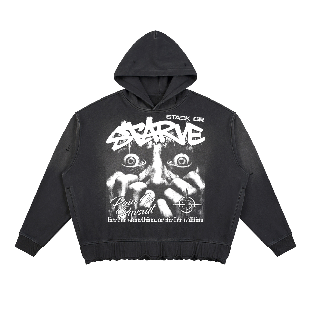 Pain In Pursuit Unisex Sunfade Ripped Boxy Hoodie