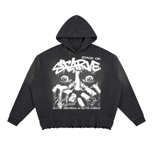 Pain In Pursuit Unisex Sunfade Ripped Boxy Hoodie