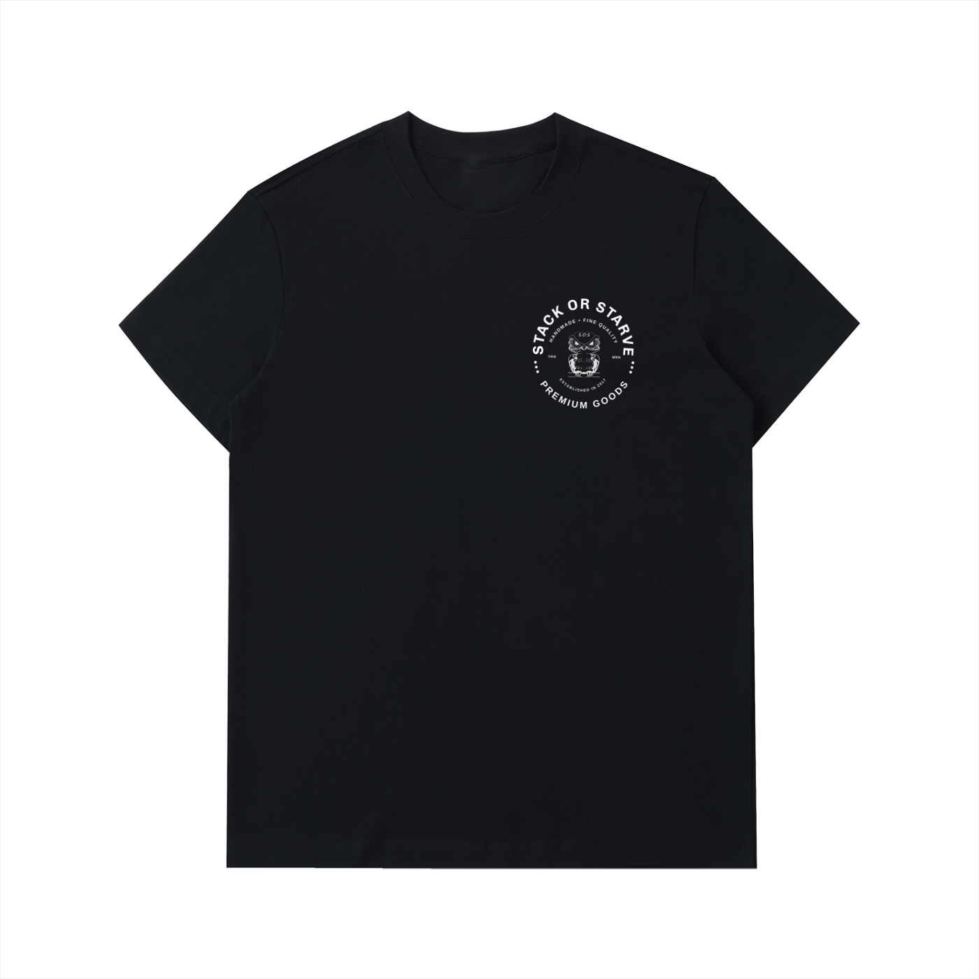 Stack or Starve “Premium Goods” Owl Logo Tee