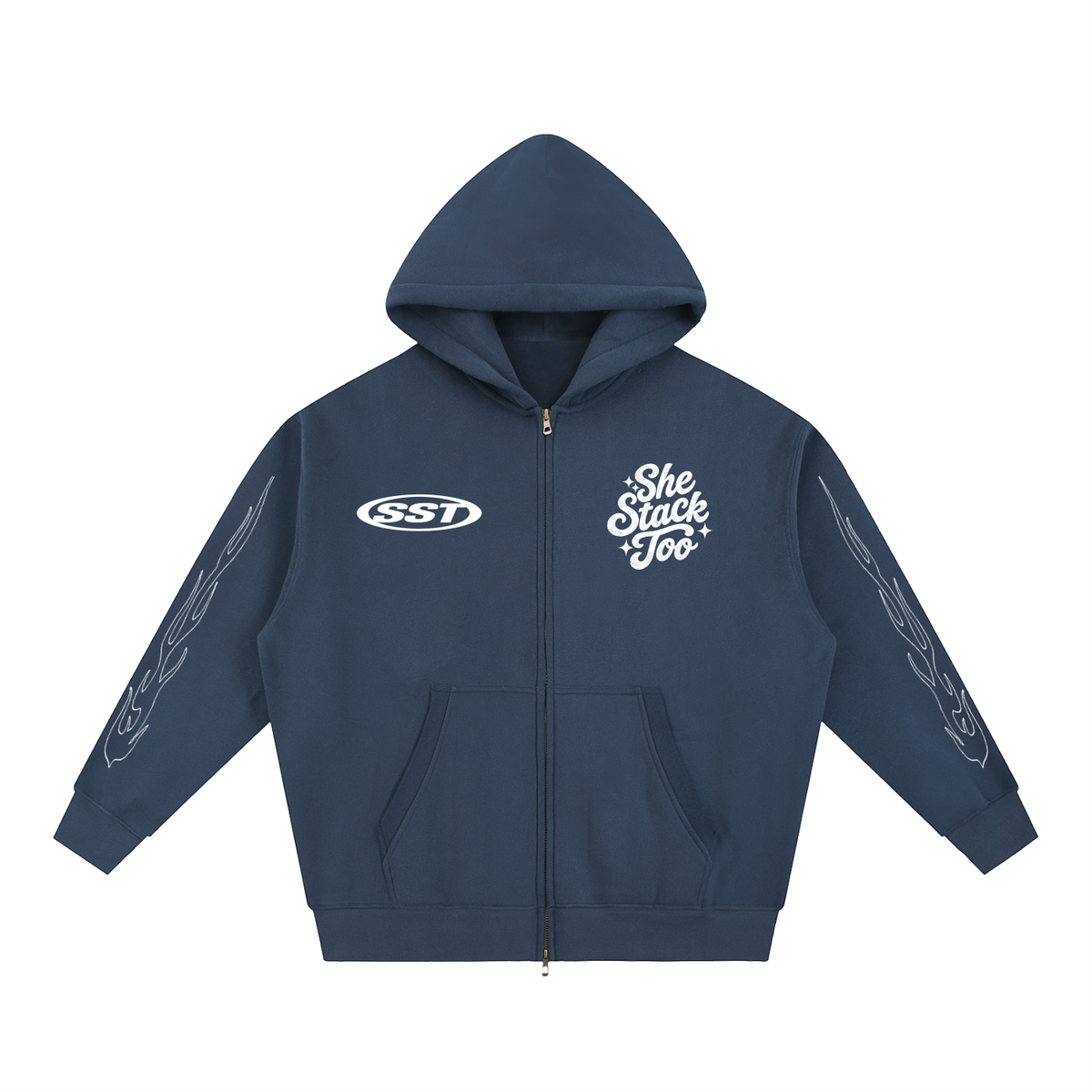 She Stack Too “HER HUSTLE” Essential Oversized Fleece Boxy Hoodie
