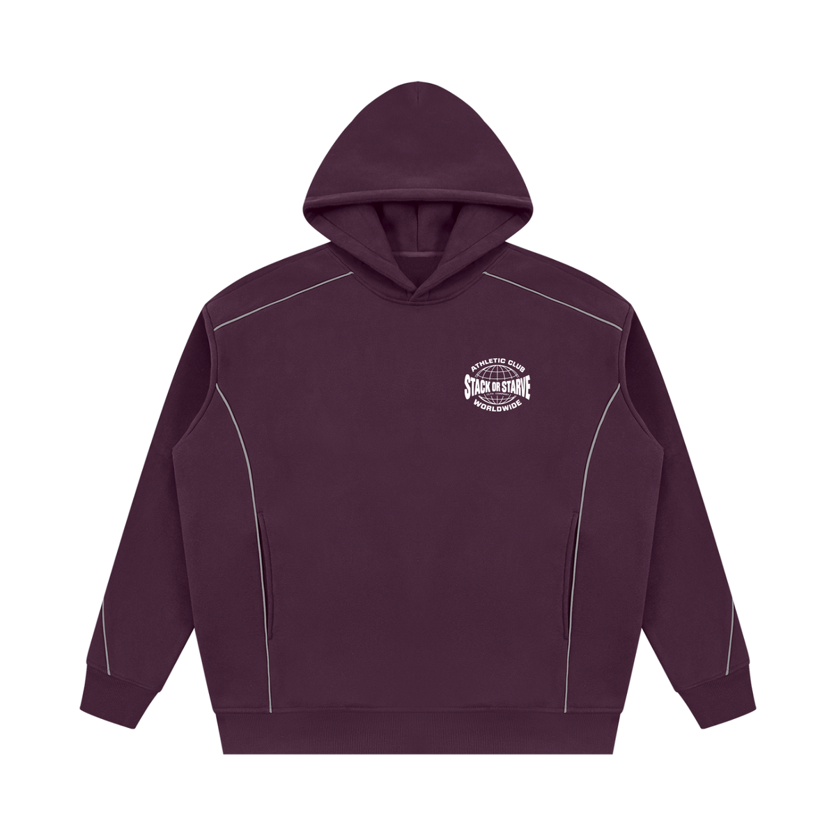 Stack Or Starve Athletic Division Unisex Oversized Piping Fleece Hoodie
