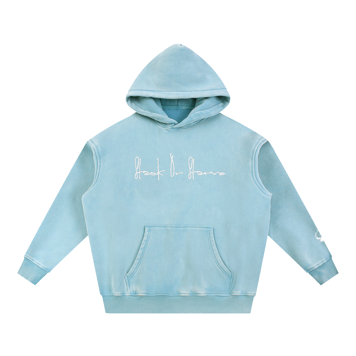 Stack or Starve “cursive” Snow Wash Fleece Oversize Hoodie