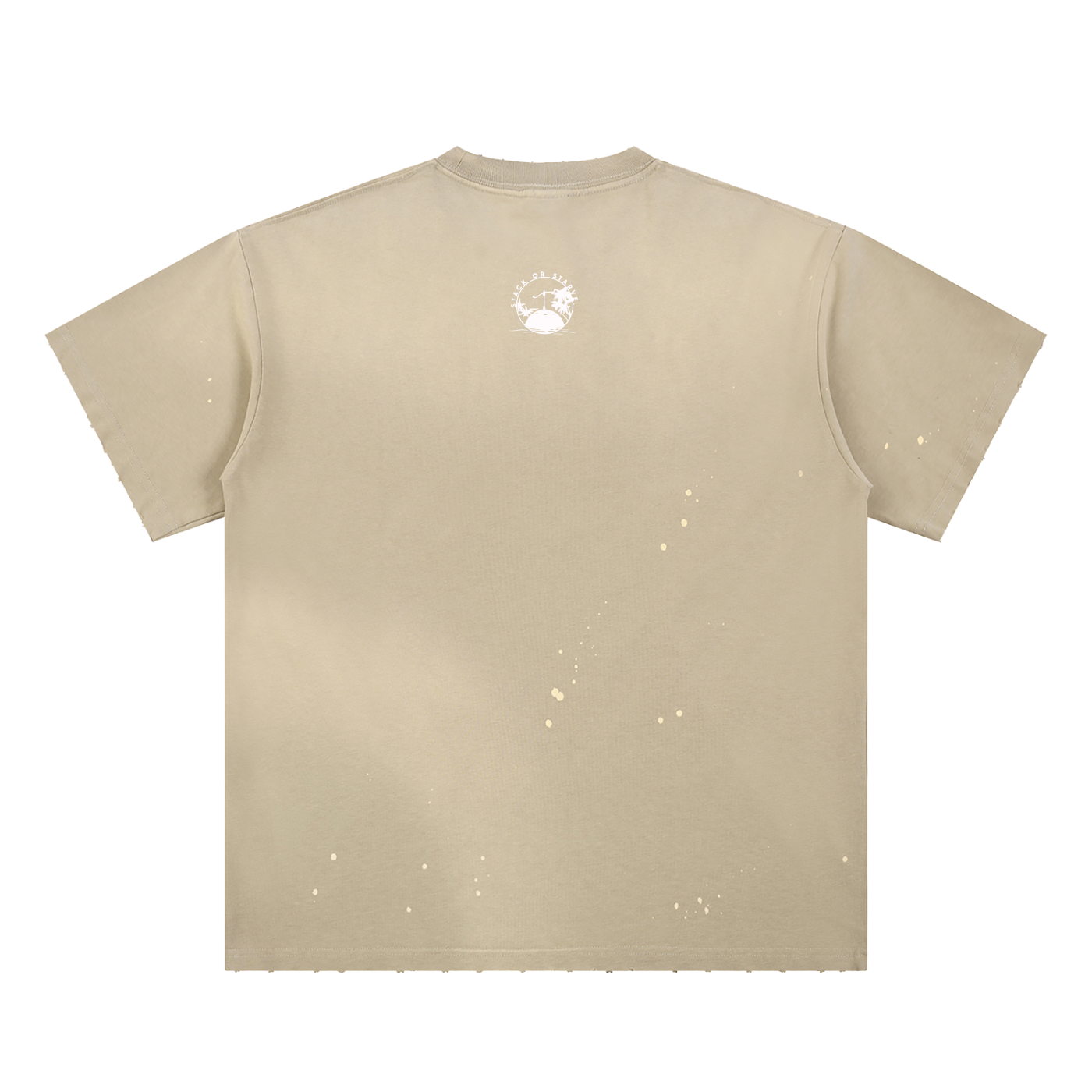 Stack Or Starve Hand-Frayed Sunfade Paint Splatter T-Shirt