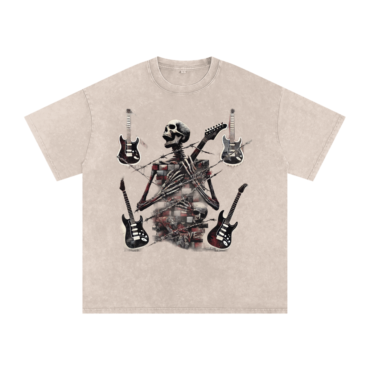 Stack Or Starve “Bones”Acid Wash Oversize T-Shirt - 250 GSM