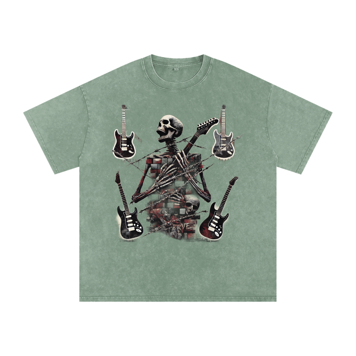 Stack Or Starve “Bones”Acid Wash Oversize T-Shirt - 250 GSM