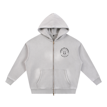Stack Or Starve instincts Sunfade Two-way Zipper Boxy Fleece Hoodie