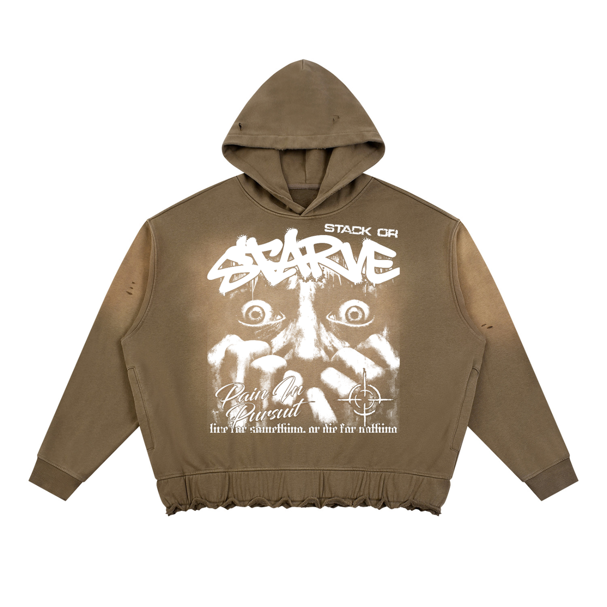 Pain In Pursuit Unisex Sunfade Ripped Boxy Hoodie